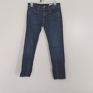 Rag & bone keiko cuff dre Jeans raw hem Women's Size‎ 26 Dark Wash Pre-owned